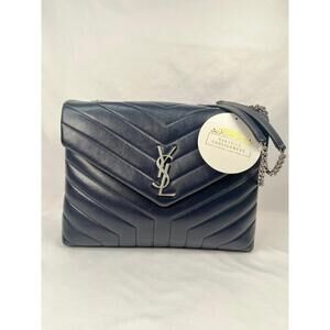 Pre-Owned SAINT LAURENT LouLou Monogram Dark Blue Handbag, Medium